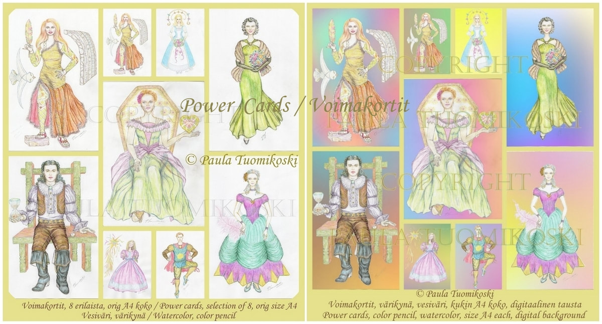Collage of power cards / Voimakortit kollaasi